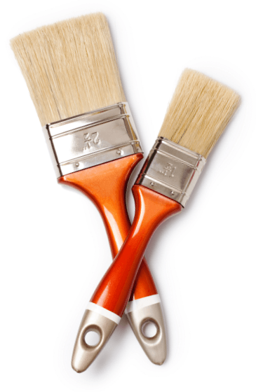 A pair of clean painting brushes